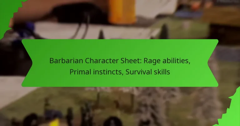 Barbarian Character Sheet: Rage abilities, Primal instincts, Survival skills