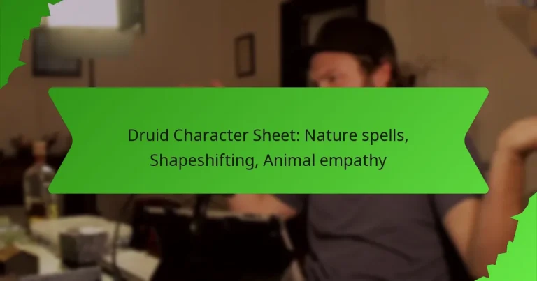 Druid Character Sheet: Nature spells, Shapeshifting, Animal empathy