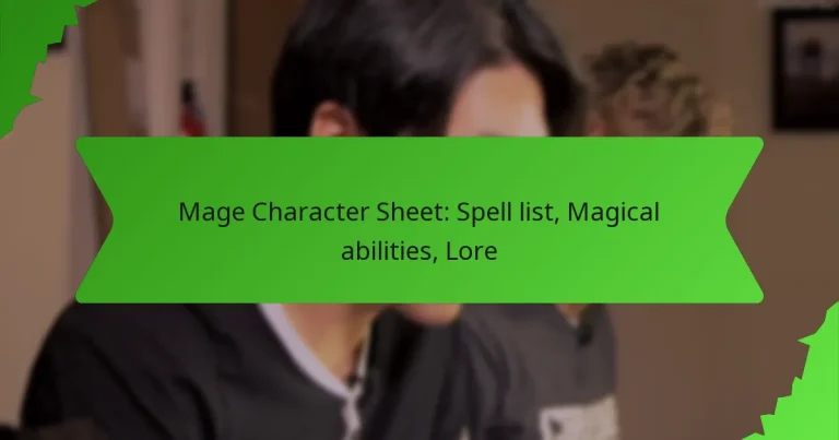 Mage Character Sheet: Spell list, Magical abilities, Lore