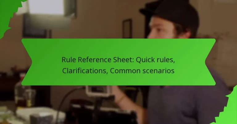 Rule Reference Sheet: Quick rules, Clarifications, Common scenarios