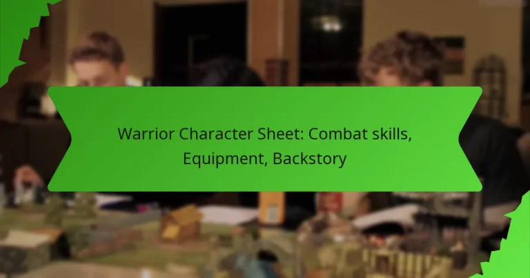 Warrior Character Sheet: Combat skills, Equipment, Backstory